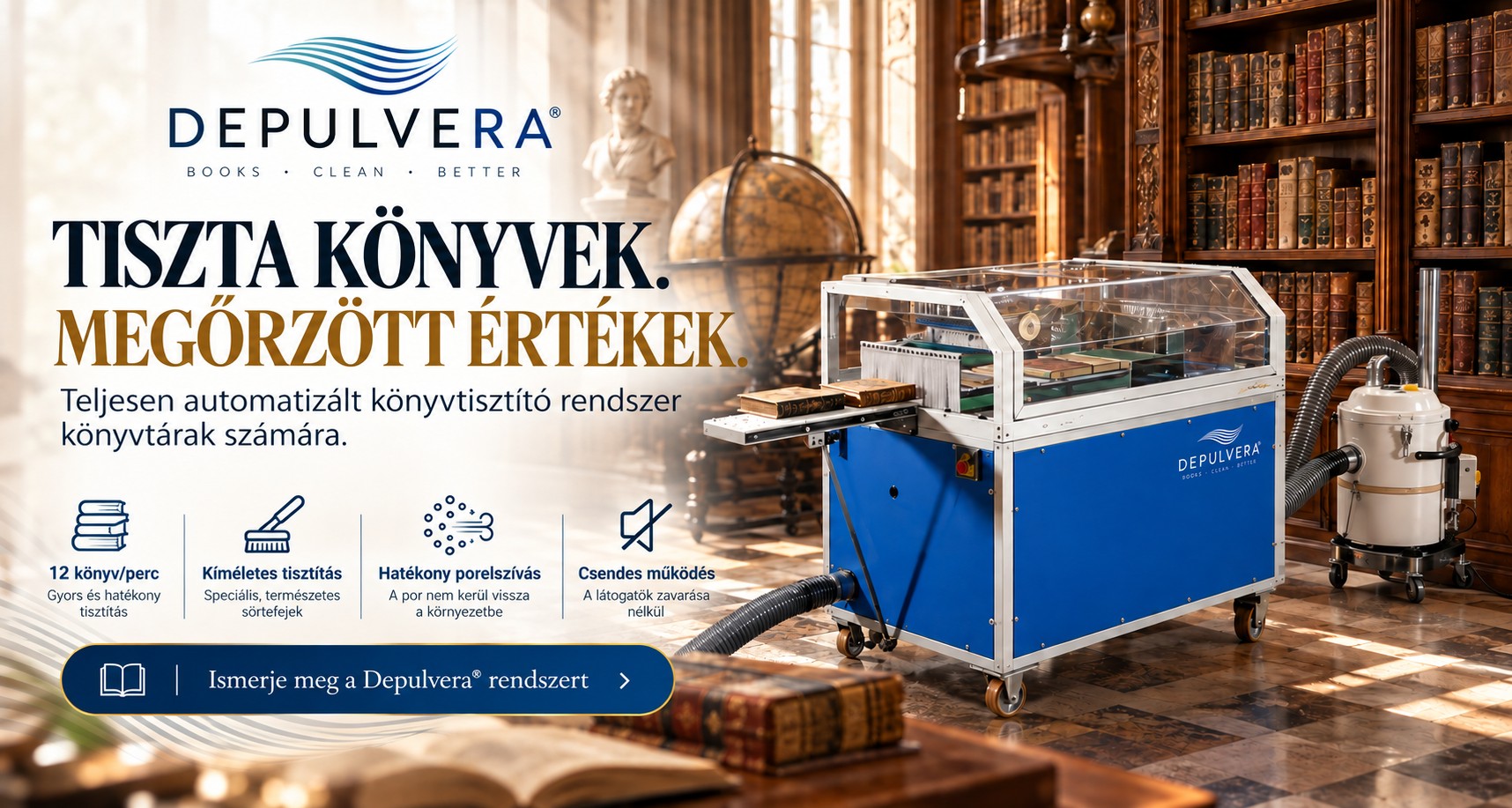 Magyarország első DEPULVERA könyvtisztító berendezése